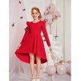 thumbnail image 3 of Arshiner Girls Dresses Ruffle Long Sleeve High Low Flowy Swing Casual Party Dresses with Pockets, 3 of 6