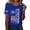 Blue, variant on Women’s Short Sleeve 4th of July Freedom Top Cotton 250th Anniversary Usa T Shirt Short Sleeve American Flag Retro Graphic Tee