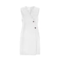 thumbnail image 4 of Roncen Women's Wrap Dress, Elegant V-Neck Cocktail Dress with Button Detail & High Slit for Wedding Guest & Party, 4 of 9