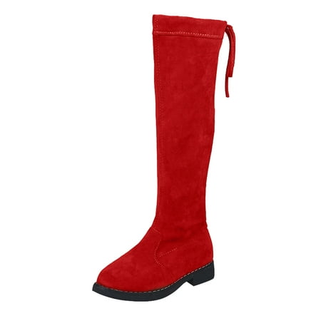 

nsendm Girls Knee High Boots Size 3 Unisex Baby Fragile Strap M Boot Tall Fashion Boots Shoes Red 5 Years
