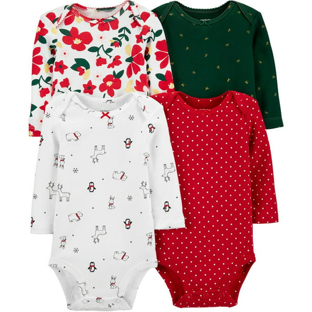 Carter's - Baby Girl Carter's 4-Pack Holiday Bodysuits Multi Size 12 ...