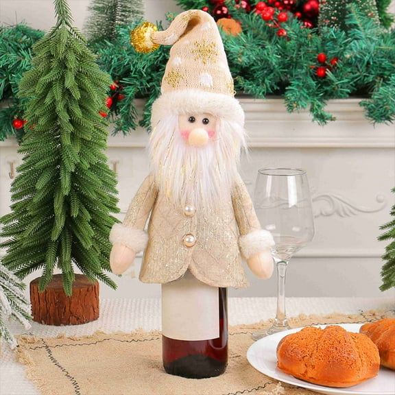 Cagogo under $5 Wine Bottle Cover, Christmas Wine Bottle Cover,Cute Red Wine Decor Bag,Festive Dining Table Decoration,Holiday Party Accessory,Soft Fabric Bottle Cozy,Christmas Ambiance Enhancer