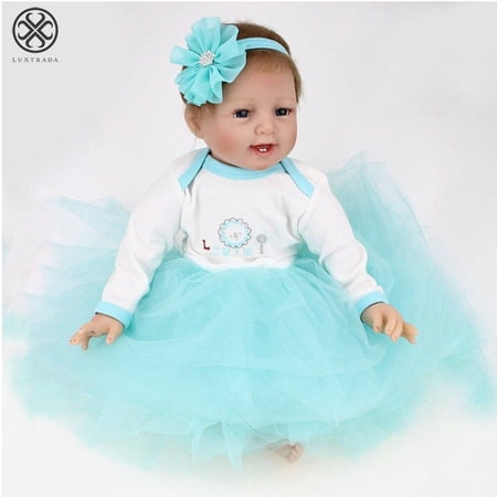Luxtrada Reborn Baby Doll,22'' Handmade Silicone Real Looking Reborn Baby Smile Girl Doll Newborn Toy Baby Birthday gift Xmas gift