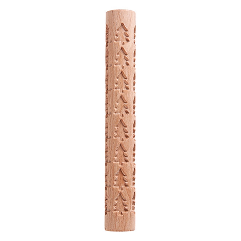 VIEGINE Embossed Wooden Rolling Pins with Star Christmas Theme Pattern