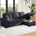 thumbnail image 3 of GOOEEN Chenille Pull Out Sofa Bed Modern L-Shaped Sleeper Sofa Gray, 3 of 9