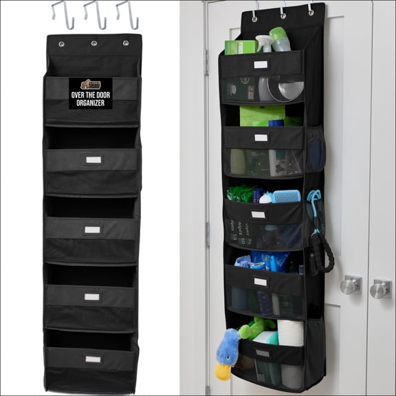 GORILLA GRIP Over Door Organizer Holds 50lbs 5 Shelf Hanger for Bedroom, Bathroom 58x15 Inches Black