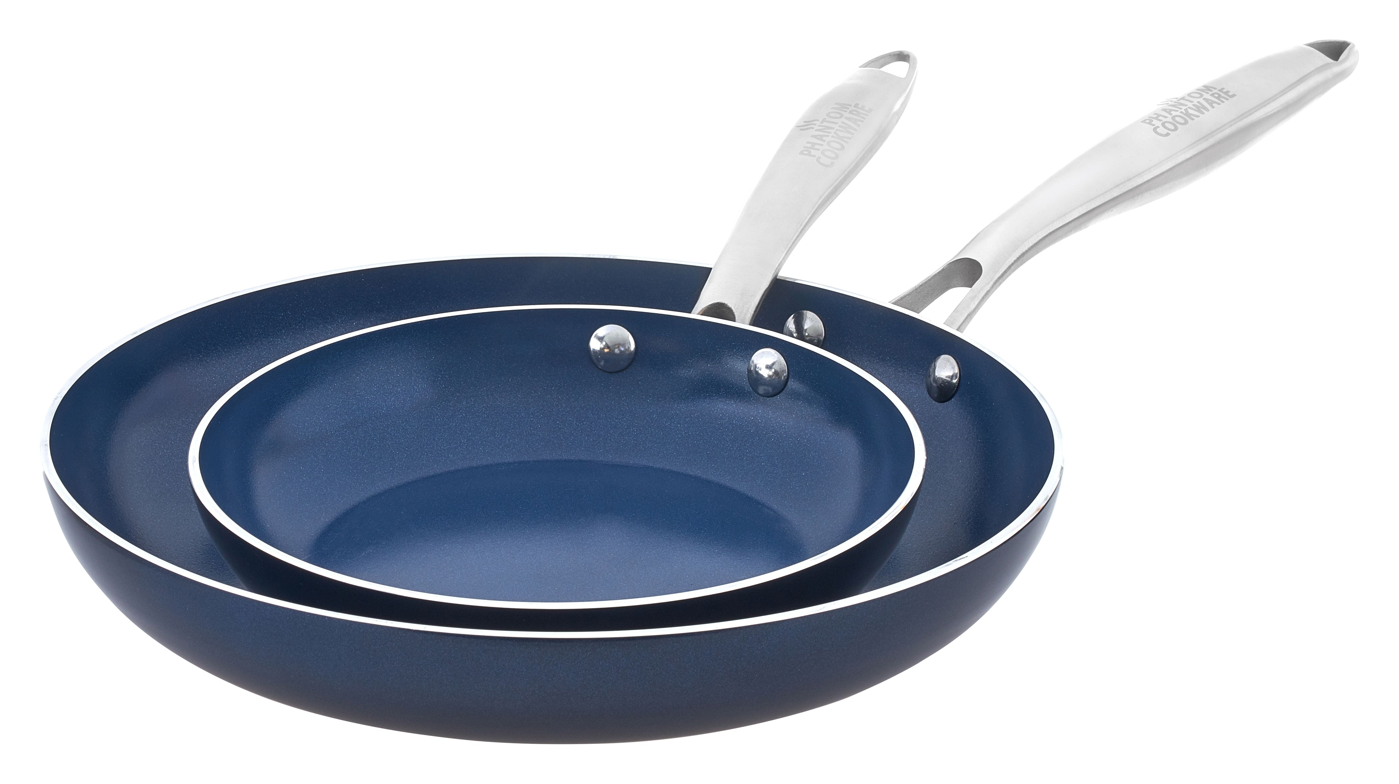 Phantom Cookware Ceramic NonStick 8" & 11" Combo Frypan, Navy