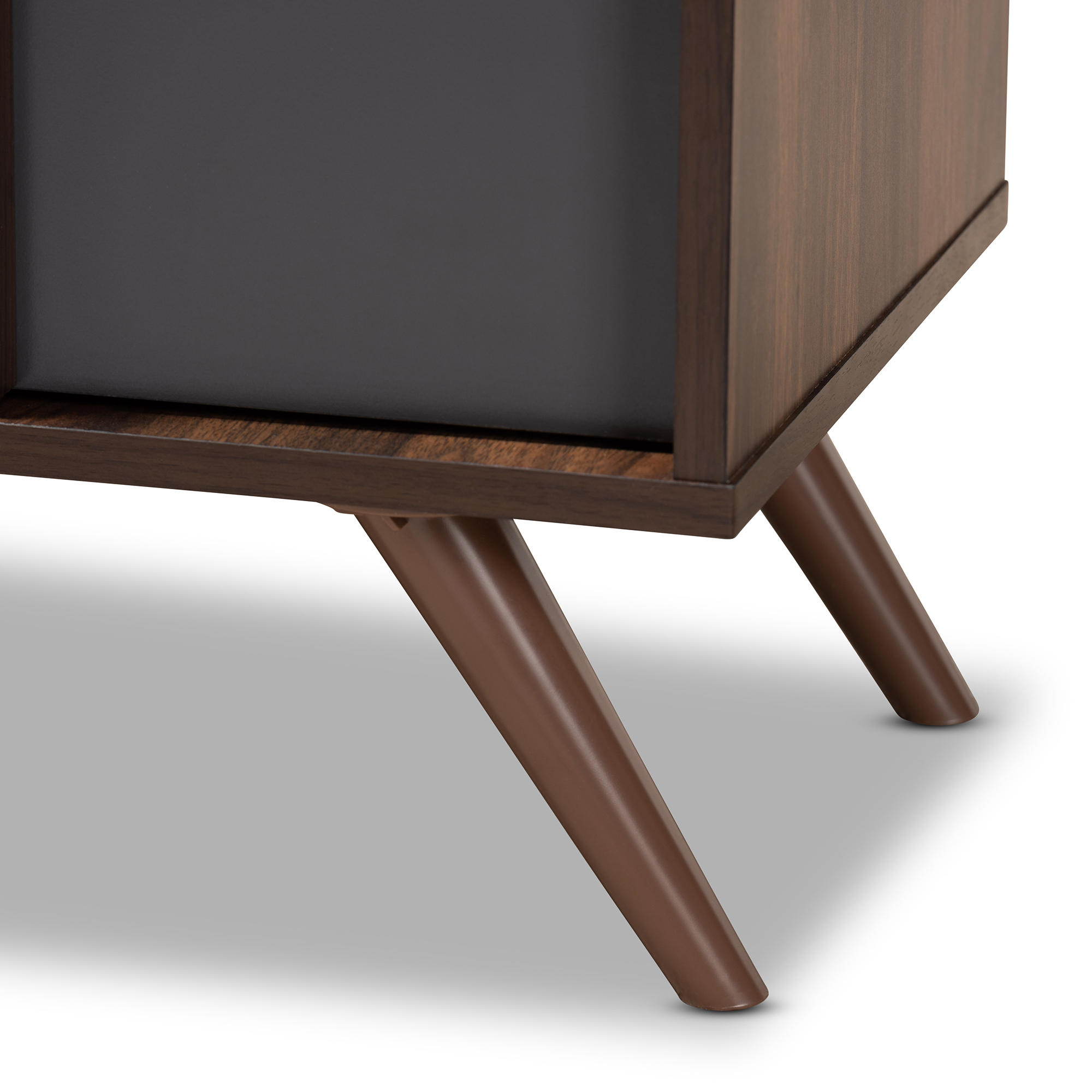 Baxton Studio Contemporary 2-Door Shoe Cabinet, Grey/Walnut, 57.30 lbs
