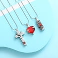 thumbnail image 3 of 3 Pack Heart / Cross / Cylinder Urn Necklace for Ashes With Birthstone Cremation Jewelry for Women Men Keepsake Urn Memorial Necklace Ash Pendant, 3 of 7