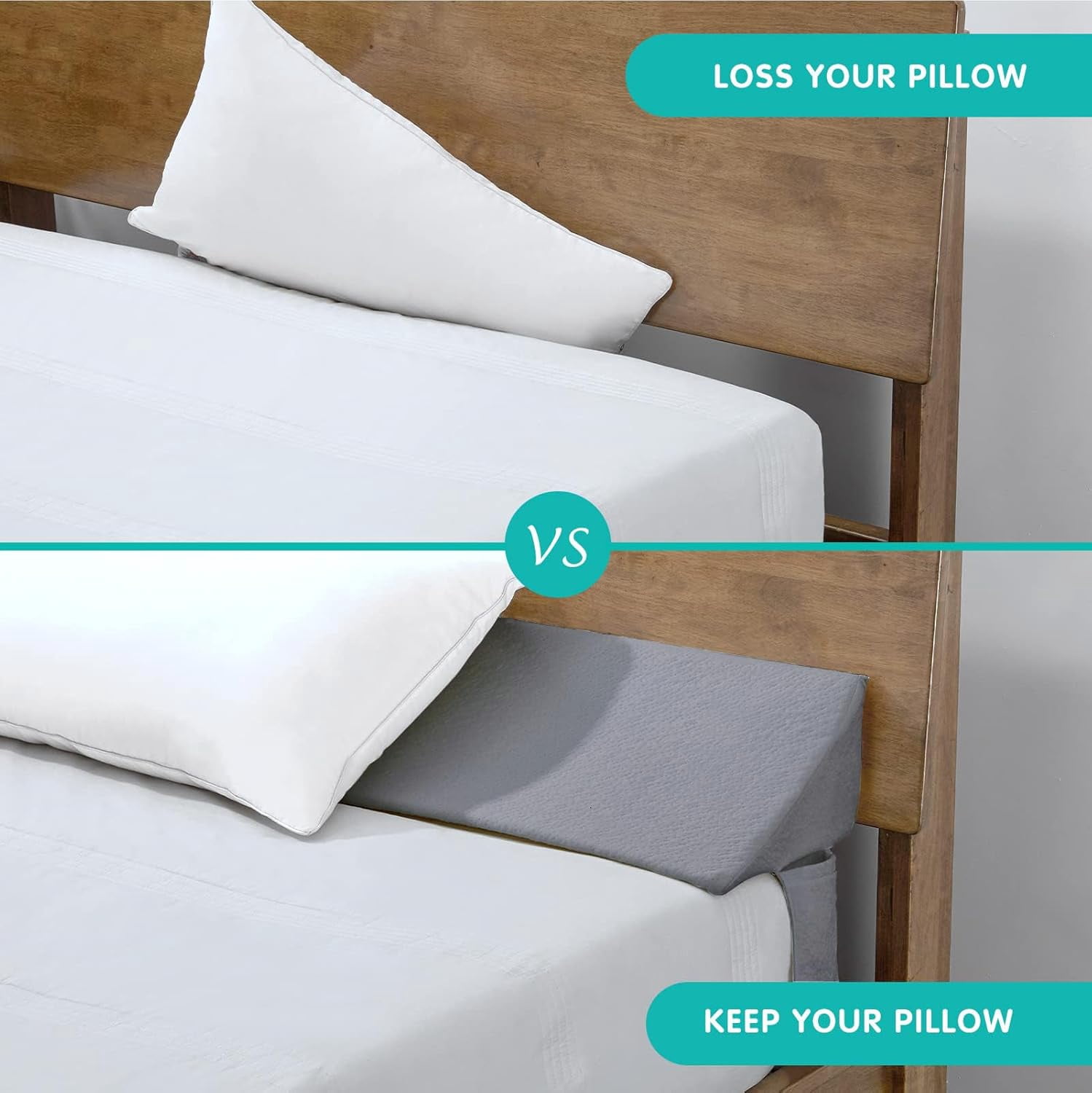 King Size Bed Wedge Pillow for Headboard Gap Filler Mattress Gap Filler (0-7") Sleep Backrest Pillow Between Mattress and Headboard Gray 76"x 10"x 6"