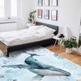thumbnail image 6 of Area Rugs Indoor Non-Slip Rectangle Rug 5x8 Ft Teal Whale Rug Rubber Backing Floor Mats Non Shedding Home Decor Carpet for Entryway Living Room, 6 of 8
