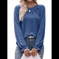 thumbnail image 2 of Camisas de Larga para Mujer, Moda Otoño 2025, Blusas Elegantes e Informales, Blusas Tipo Túnica Plisadas con Cuello Redondo. Azul Real M, 2 of 10