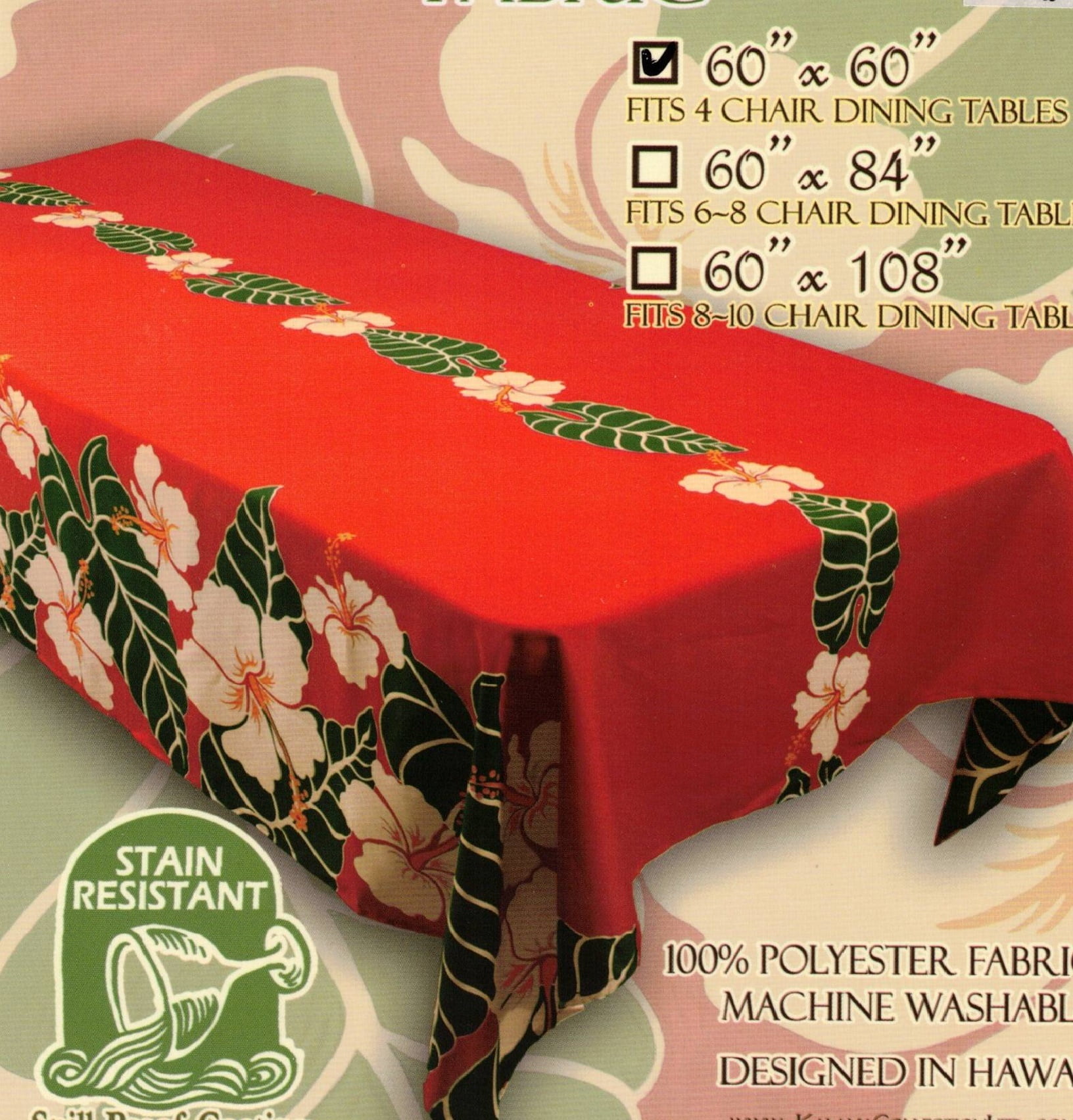 Kauhale Living Hawaiian Fabric Tablecloth 60 inch by 60 inch (Christmas