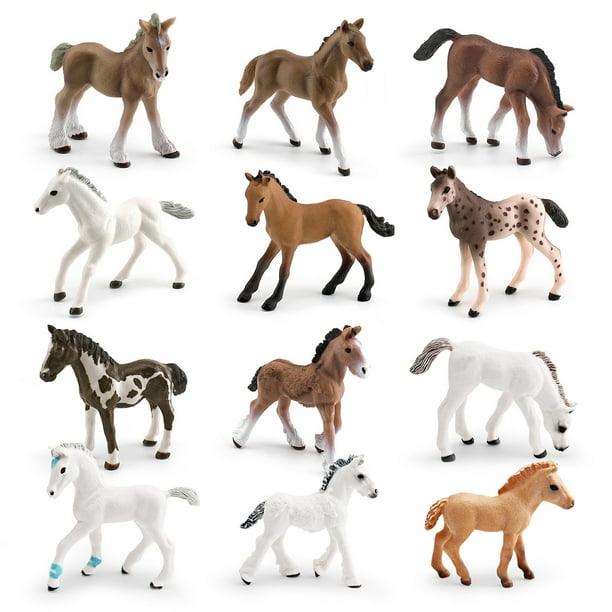 Juego de figuras Wild Horse, 12 piezas, realistas, PVC, Pinto, Shire, H