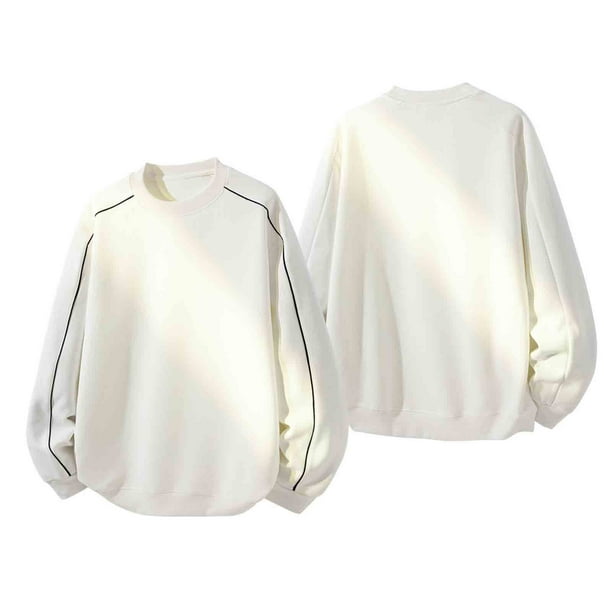 pstuiky Camisas casuales de manga larga para hombre, Sudadera con capucha de color liso para hombre, holgada, informal, con mangas largas y cuello redondo, con diseño de patchwork top de hombre xxl