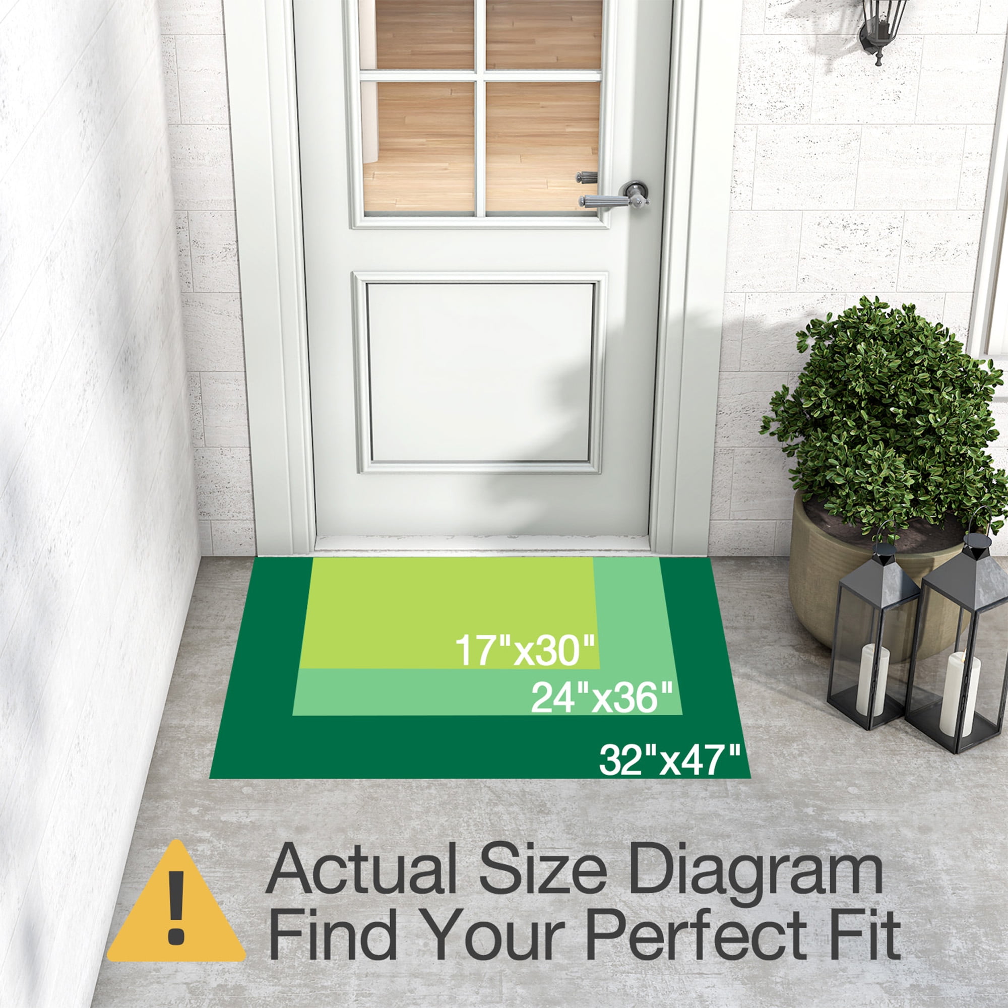 FRABE Outdoor Doormat, Non Slip Durable Rubber Entrance Door Mat, Low Profile Easy Clean, for Front Back Door Entryway Porch Garage, 24x36, Hello