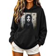 thumbnail image 2 of Molidfa Women's Ghost Girl Hoodie Spooky Bat Graphic Oversized Halloween Pullover Sweatshirt, 2 of 5