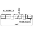 thumbnail image 2 of Febest AXLE HALF SHAFT RIGHT 30X480X28 # 2212-SOR OEM 53270-3E800, 2 of 2