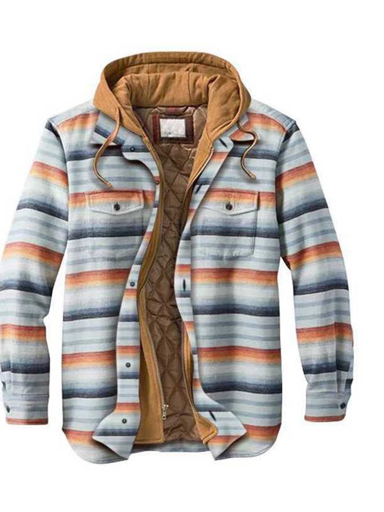 Mens Winter Warm Plaid Jacket Fleece Lined Coat Thicken Coat Parka Outwear Tops