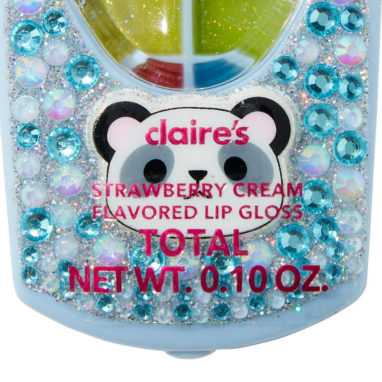 Claire's Kids Rhinestone Turquoise Panda Lip Gloss Flip Phone on