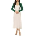 thumbnail image 2 of Unique Bargains Women's Elegant Office Bolero Shrugs Open Front Crop Cardigan XS Dark Green, 2 of 6