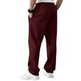 thumbnail image 4 of Men's Midweight Fleece Jogger Sweatpants, Open Bottom Elastic Drawstring Waist with Pockets for Lounge - Sweatpants for Men Wine XL, 4 of 7