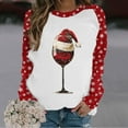 thumbnail image 2 of miqiqism Women's Christmas Sweatshirts Fashion Wine Glass Graphic Snowflake Print Shirts Juniors Casual Round Neck Raglan Long Sleeve Pullover Tops Blouses,W#01_White,X-Large, 2 of 4