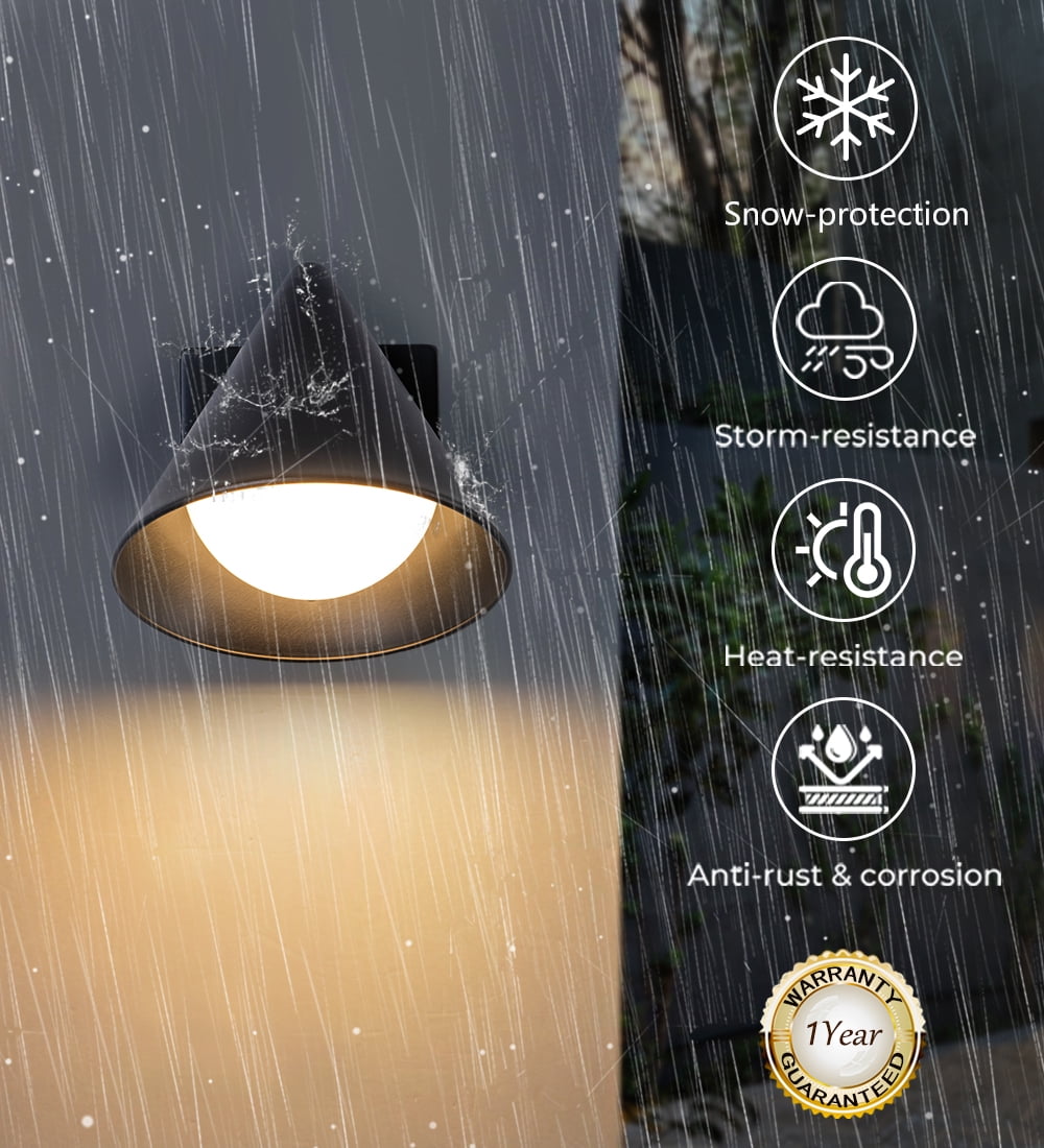 Dark Sky Mate Black Outdoor Led Wall Sconces Set of 2,6W Warm white