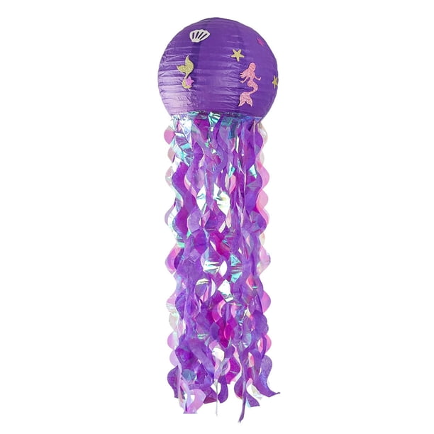 Kit de bricolaje para farolillos de medusa - Decoración de papel hecha a mano de 26-30 cm con borlas de 60 cm para fiestas, hogar y techo