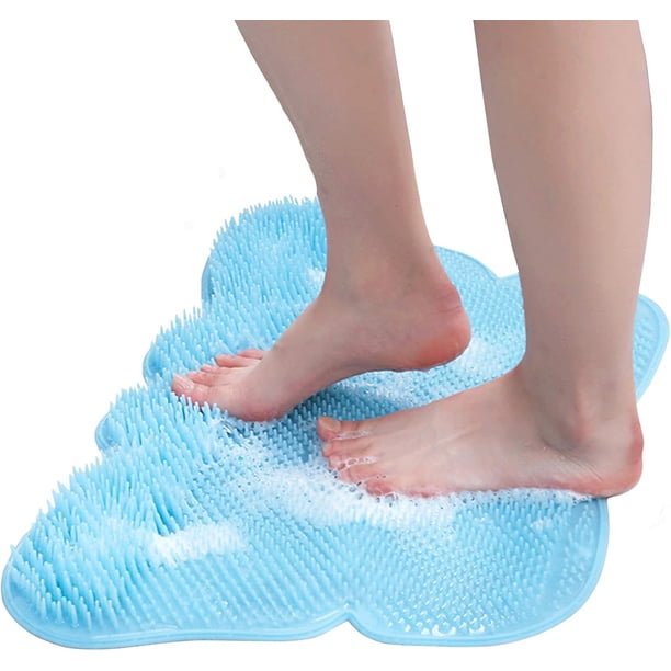 Exfoliante para pies con forma de mariposa, alfombrilla para ducha con ventosas antideslizantes, tamaño extragrande para una limpieza integral, exfoliante de silicona con masaje Shiatsu para una