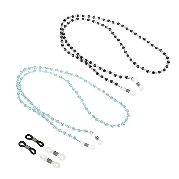 Uxcell Eyeglass Chains for Women, 2Pcs Stylish Glasses Chain Sunglass Strap Glasses Beaded String, Blue, Black