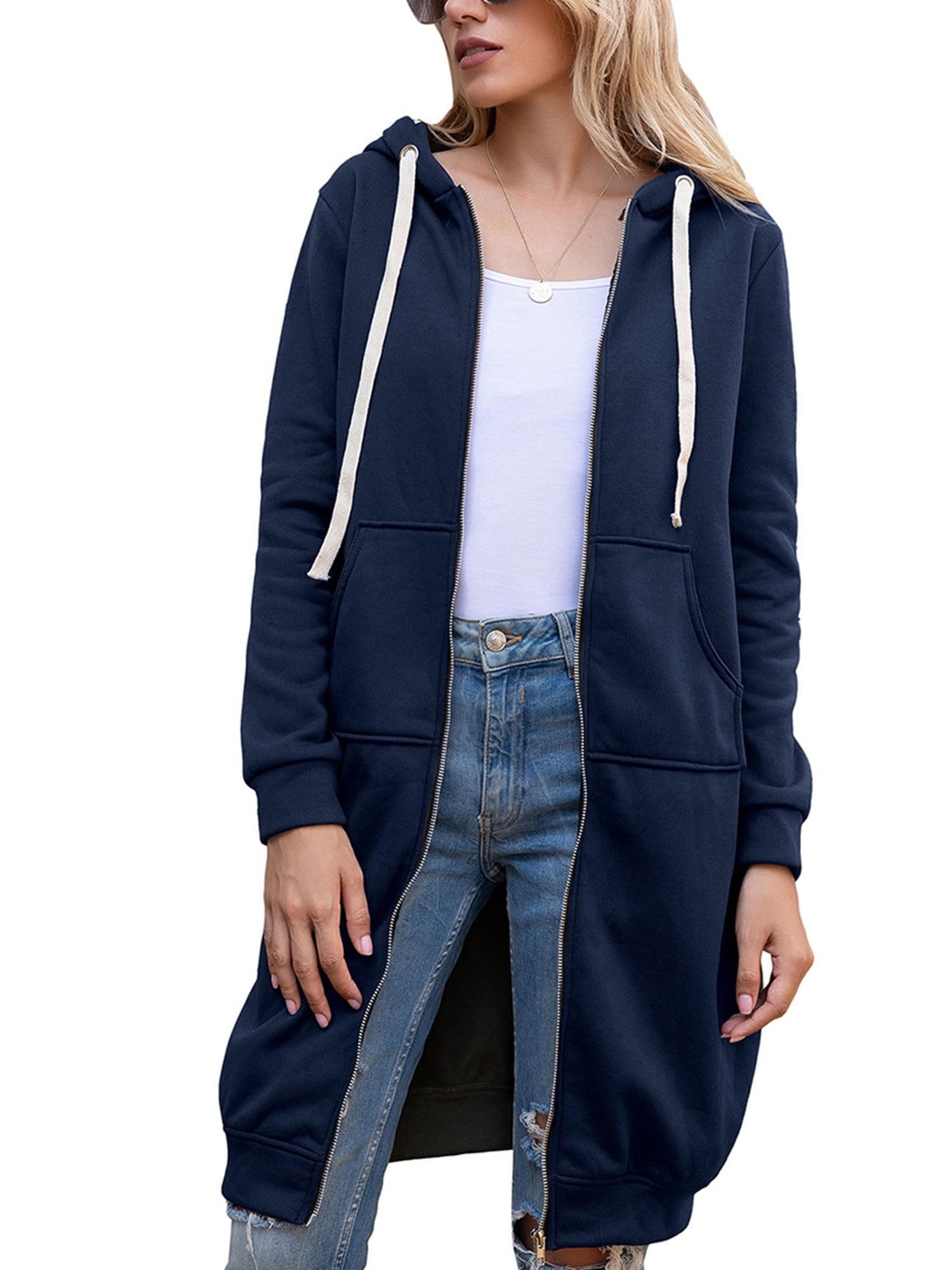 ZANZEA Women's Long Sleeve Denim Blue Jacket Coat Casual Tunics Hoodies Hooded ZANZEA Women's Long Sleeve Denim Blue Jacket Coat Casual Tunics Hoodies Hooded