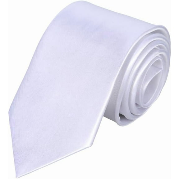 1Pc Solid Color Tie 1510x81x2mm White Polyester Formal Neckties Fashionable Accessories