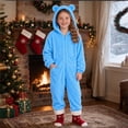 thumbnail image 2 of Byoo Zip Up Hooded Jumpsuit for Little Boy Cozy Sherpa Fleece Solid Color One Piece Onesie, 2 of 5