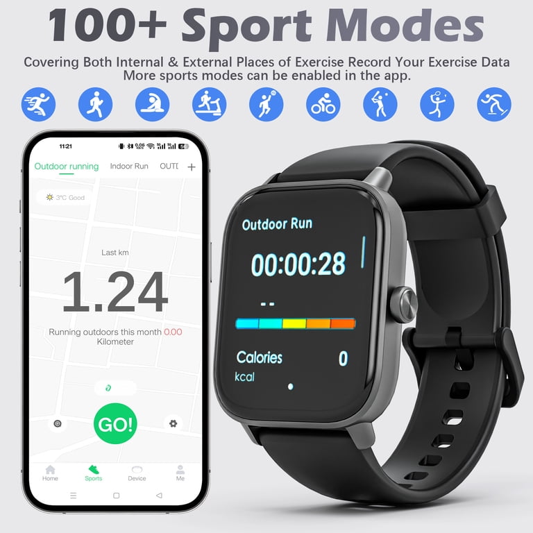 SANPTENT Smart Watch Compatible with Iphone and Android, 1.83