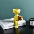 thumbnail image 3 of Cute Humanoid Flower Pot Resin Succulents Plant Pots, Abstract Character Portrait Human Shaped Plant Container Desktop Decoration for Home Office, Plant Not Include (Double Pots-Yellow), 3 of 6