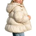 thumbnail image 4 of Toddler Girls Winter Puffer Jacket Cute Bowknot Ruffle Hooded Coat Zip Up Thick Warm Outerwear Windproof Padded Snowsuit for Cold Weather Fall Winter Apparel, Size 2-3 T, 4 of 4