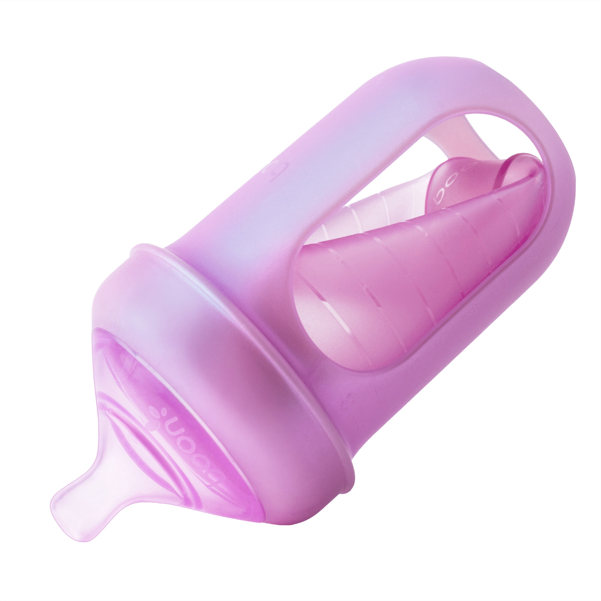 Boon NURSH® Reusable Baby Bottles with Platinum Food-Safe Silicone – Stage 2 Medium Flow – 8oz – Pink Iridescent (3pk)