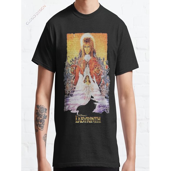 Men's Labyrinth Movie Graphic T-Shirt - 100% Cotton Crewneck Tee with Jareth & Goblin King Print, Black Casual Short Sleeve Shirt, Sizes S-3XL, Machine Washable for All-Season Comf