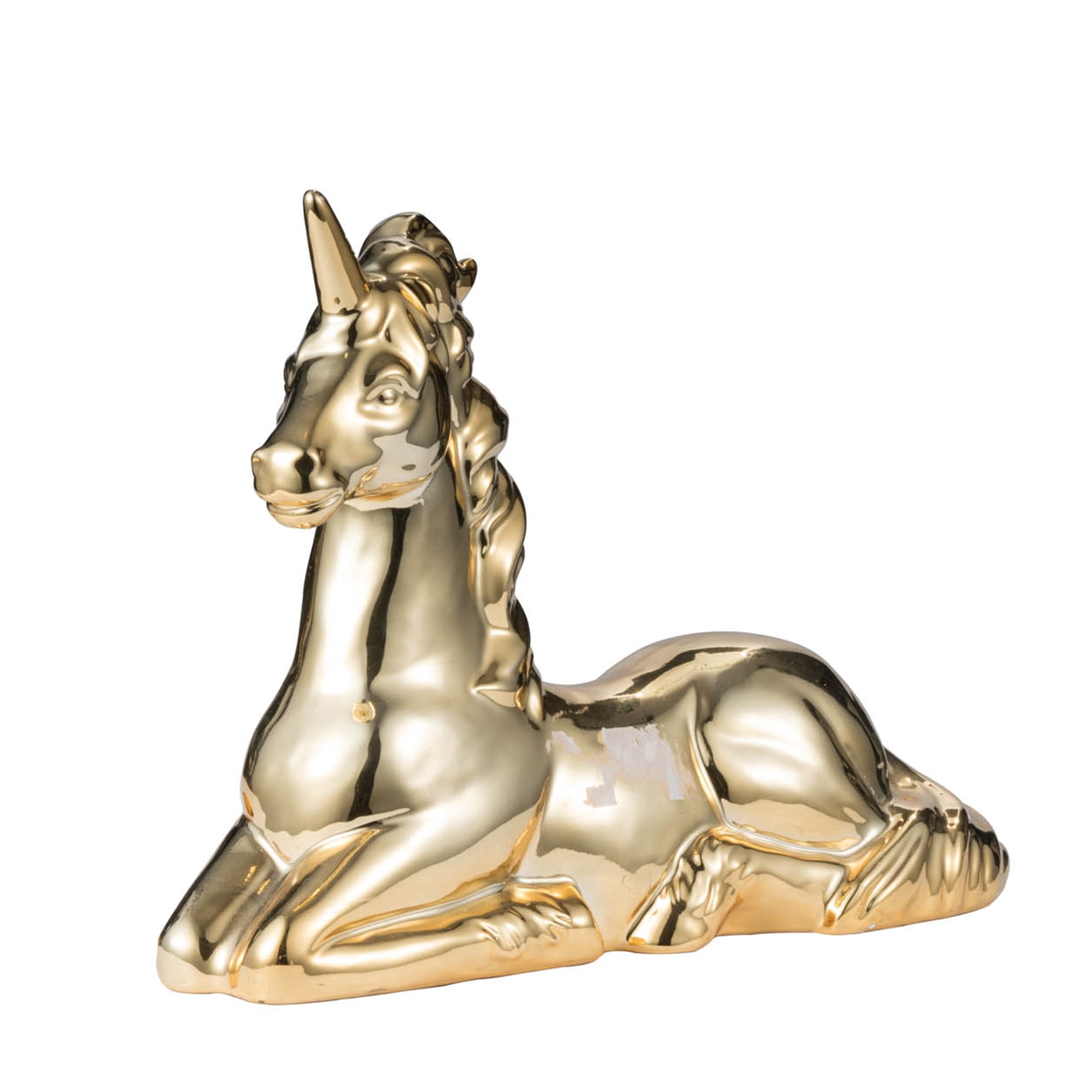 JERFIT Gold Ceramic Unicorn Statue, Mystical Figurine for Home Decor, Fantasy Collection Gift Idea