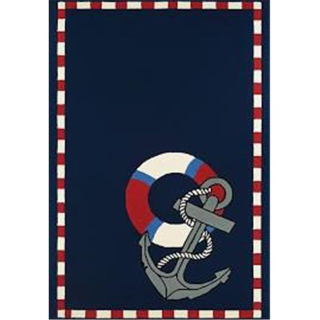 Couristan 42908160020040T 2 ft. x 4 ft. Outdoor Escape Anchors Away Rug, Navy