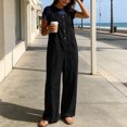 thumbnail image 3 of FRSASU Women's Sleeveless Wide‑Leg Jumpsuit Relaxed Fit Button‑Down Front Overall Jumpsuit with Big Side Pockets Black, 3 of 6