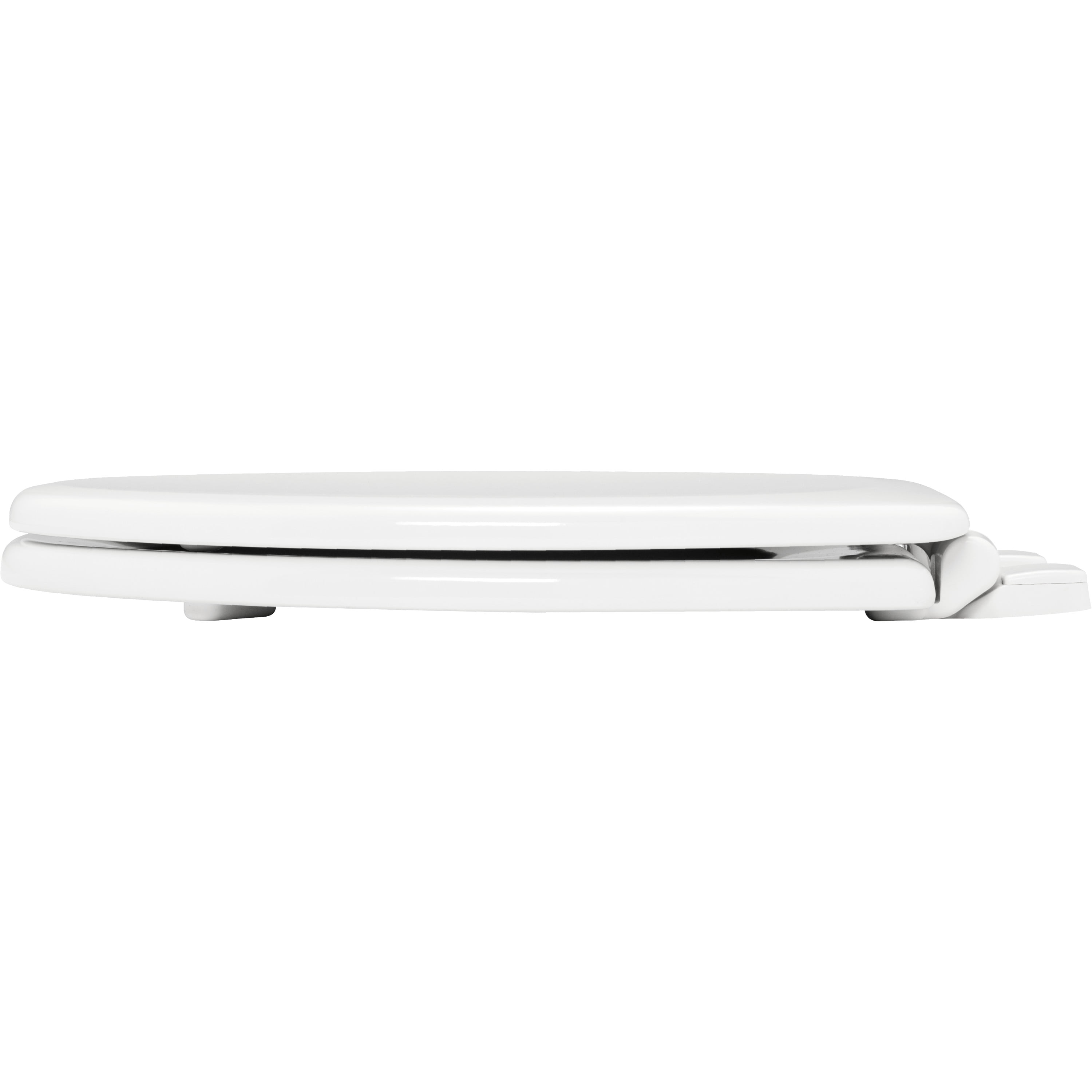 Mayfair Lannon® Slow Close Round Enameled Wood Toilet Seat in White Adjustable and Never Loosens