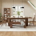 thumbnail image 2 of Finmind Solid Wood Dining Bench with Sturdy Legs, 47.24-Inch Farmhouse Entryway Bench Indoor for Kitchen, Dining Room, Brown, 2 of 10