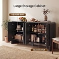 thumbnail image 5 of YDN Modern Sideboards and Buffets - 58" Sideboard Cabinet with Rounded Edges, Wood Buffet Cabinet with W/4 Doors & Adjustable Shelves,Fluted Accent Cabinet for Kitchen Living Room Entryway,Black, 5 of 6