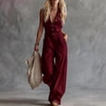 thumbnail image 2 of Chuancc One Piece Jumpsuits for Women Dressy Casual Sleeveless Crewneck Wide Leg Rompers Jumpers Vacation Summer Outfits Wine M, 2 of 5