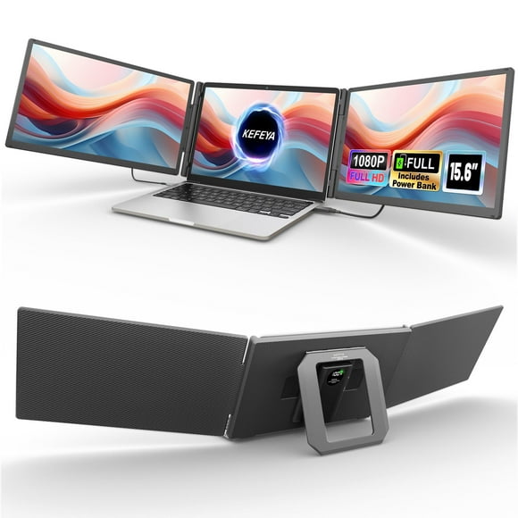 Extensor de pantalla para portátil KEFEYA 15.6 pulgadas FHD 1080P IPS con banco de energía
