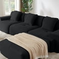 thumbnail image 5 of Leumius 113" L-Shaped Modular Sectional Sofa,Corduroy Fabric Upholstered 3 Seater Couch with Deep Seat and Movable Ottoman,No Assembly,Black, 5 of 10
