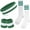 Green/White/Green, variant on 5 Pieces Sweatbands Striped Socks Set Sports Headband Wristbands High Tube Socks 80s Accessories Costumes