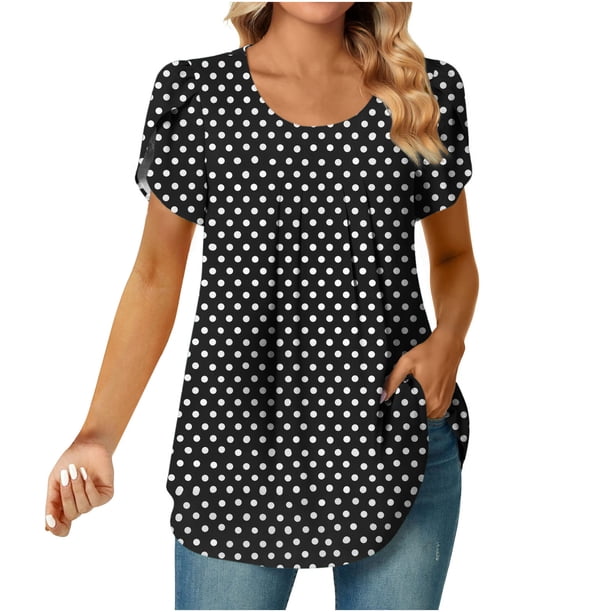 Blusa de manga corta con cuello redondo, informal, cómoda, a la moda para mujer OAVQHLG3B Store lin121212